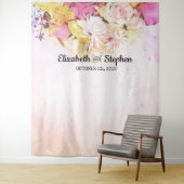 Tenture Aquarelle Fleurs Mariage Photo Booth fond (En situation)