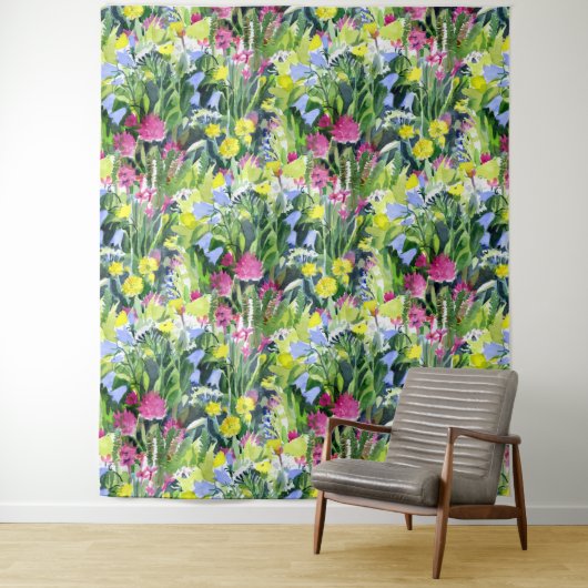 Tenture Aquarelle fleurs sauvages (En situation)