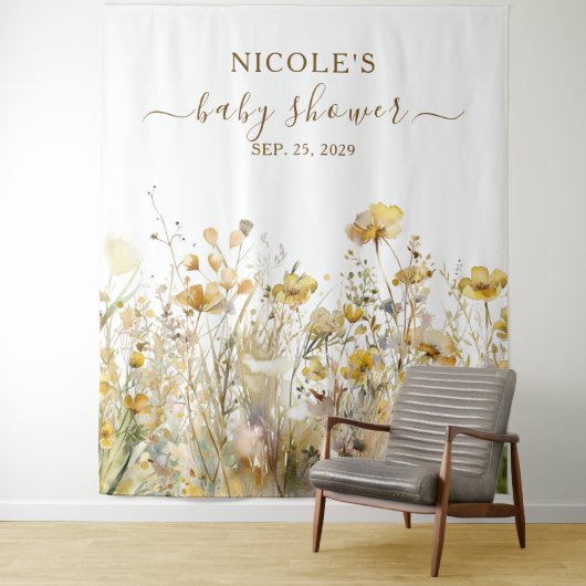Tenture Aquarelle Fleurs sauvages automne Baby shower arri (En situation)