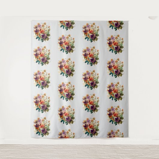 Tenture Aquarelle fleurs vintages (Devant)