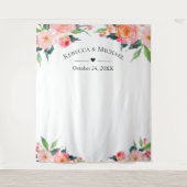 Tenture Aquarelle Floral Mariage Photo Booth fond (Devant)