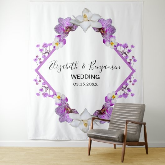 Tenture Aquarelle Florale Mariage Photo Booth fond (En situation)