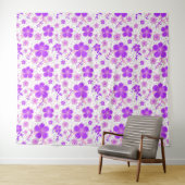 Tenture Aquarelle florale simple impression violet et rose (En situation (horizontale))