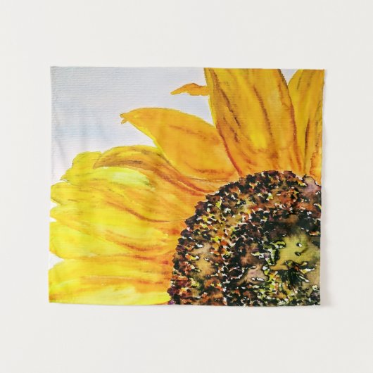 Tenture Aquarelle Florale Tournesol (Devant (Horizontal))