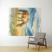 Tenture Aquarelle Golden Buckskin Wild Horse on (En situation (horizontale))