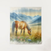 Tenture Aquarelle Golden Buckskin Wild Horse on (Devant)
