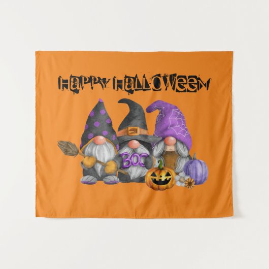 Tenture Aquarelle Halloween Fall Gnomes (Devant (Horizontal))