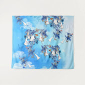 Tenture Aquarelle illustrée Fleur de lune (Devant (Horizontal))