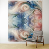 Tenture Aquarelle Imaginaire Floral Pastel Bleu & Crème (En situation)