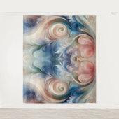 Tenture Aquarelle Imaginaire Floral Pastel Bleu & Crème (Devant)