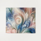 Tenture Aquarelle Imaginaire Floral Pastel Bleu & Crème (Devant (Horizontal))