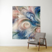 Tenture Aquarelle Imaginaire Floral Pastel Bleu & Crème (En situation)