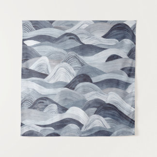Tenture Aquarelle Indigo Vague sans fil