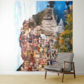 Tenture Aquarelle italienne de la côte amalfitaine (En situation)