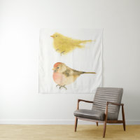 Aquarelle jaune Oiseaux