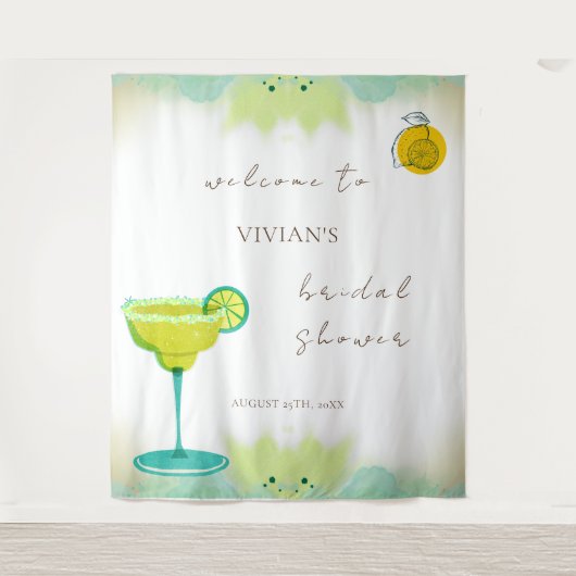 Tenture Aquarelle Lime Tequila Fête des mariées Bienvenue (Devant)