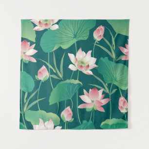 Tenture Aquarelle lotus : fleurs vintages sans soudure.