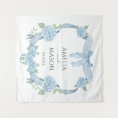 Tenture Aquarelle Mariage Couronne Hydrangea Bleu (Devant (Horizontal))