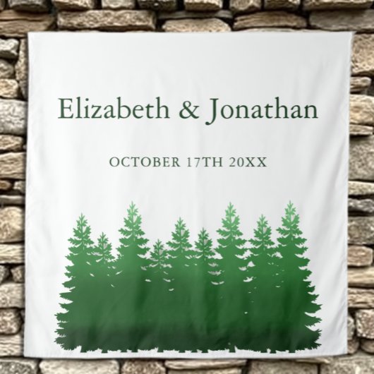 Tenture Aquarelle Mariage des pins de bois