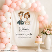 Aquarelle Mariage Tapestry Bride et Groom Quirky