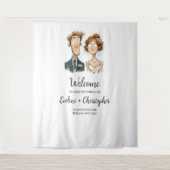 Tenture Aquarelle Mariage Tapestry Bride et Groom Quirky (Devant)