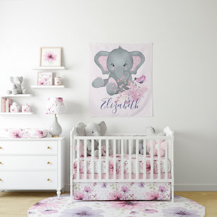 Tenture Aquarelle mignonne Eléphant bébé