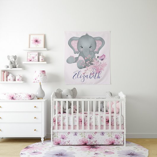 Tenture Aquarelle mignonne Eléphant bébé