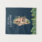 Tenture Aquarelle mignonne Sloth & Tropical Feuilles Sanct (Devant (Horizontal))