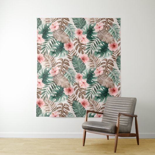 Tenture Aquarelle moderne Boho Tropical Floral (En situation)
