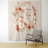 Tenture Aquarelle moderne terre cuite bordeaux floral (En situation)