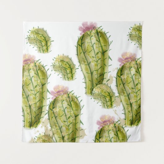 Tenture Aquarelle motif Cactus (Devant)