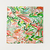 Tenture Aquarelle motif sans couture avec feuilles exotiqu (Devant (Horizontal))