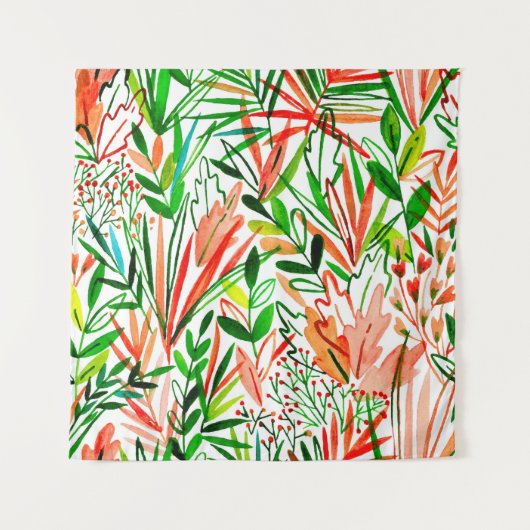 Tenture Aquarelle motif sans couture avec feuilles exotiqu (Devant)