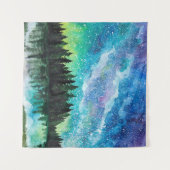 Tenture Aquarelle nuit paysage Voie Lactée (Devant (Horizontal))