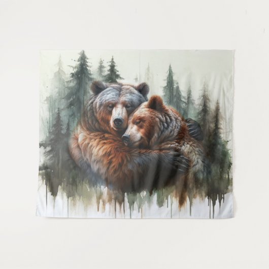 Tenture Aquarelle Oears Rustic Wilderness fond photo (Devant (Horizontal))