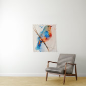 Tenture Aquarelle Oiseau Peinture Toile Mur Art Bleu Oisea (En situation)