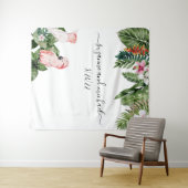 Tenture Aquarelle Oiseaux Tropicaux Calligraphie Rose (En situation (horizontale))