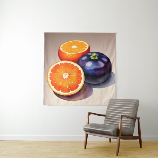 Tenture Aquarelle orange (En situation)