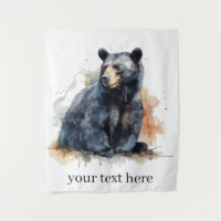 Aquarelle Ours Noir Bois Art, coutume