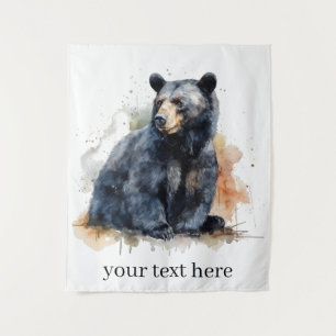 Tenture Aquarelle Ours Noir Bois Art, coutume