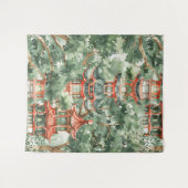 Tenture Aquarelle Pagode asiatique dans paysage verdoyant  (Devant (Horizontal))