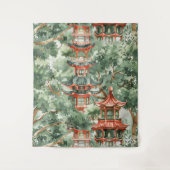 Tenture Aquarelle Pagode asiatique dans paysage verdoyant  (Devant)