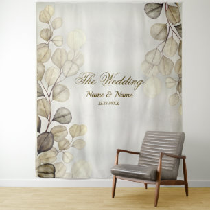 Tenture Aquarelle Party Golden Eucalyptus Foliage brillant
