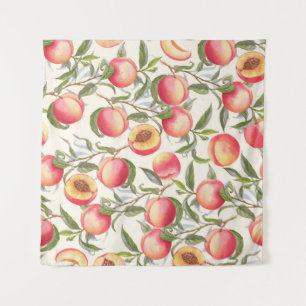 Tenture Aquarelle pêche, motif floral transparent.
