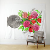 Tenture Aquarelle peinte à la main Art Floral Abstrait (En situation (horizontale))