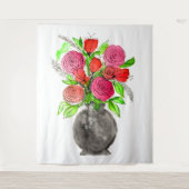 Tenture Aquarelle peinte à la main Art Floral Abstrait (Devant)