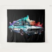 Tenture Aquarelle Peinture Muscle Vintage voiture (Devant (Horizontal))