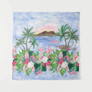 Tenture Aquarelle peinture sans couture motif avec hawaïen
