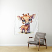 Tenture Aquarelle petite girafe (En situation)