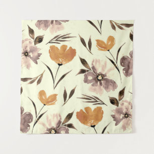 Tenture Aquarelle pivoine pavot, motif floral abstrait.